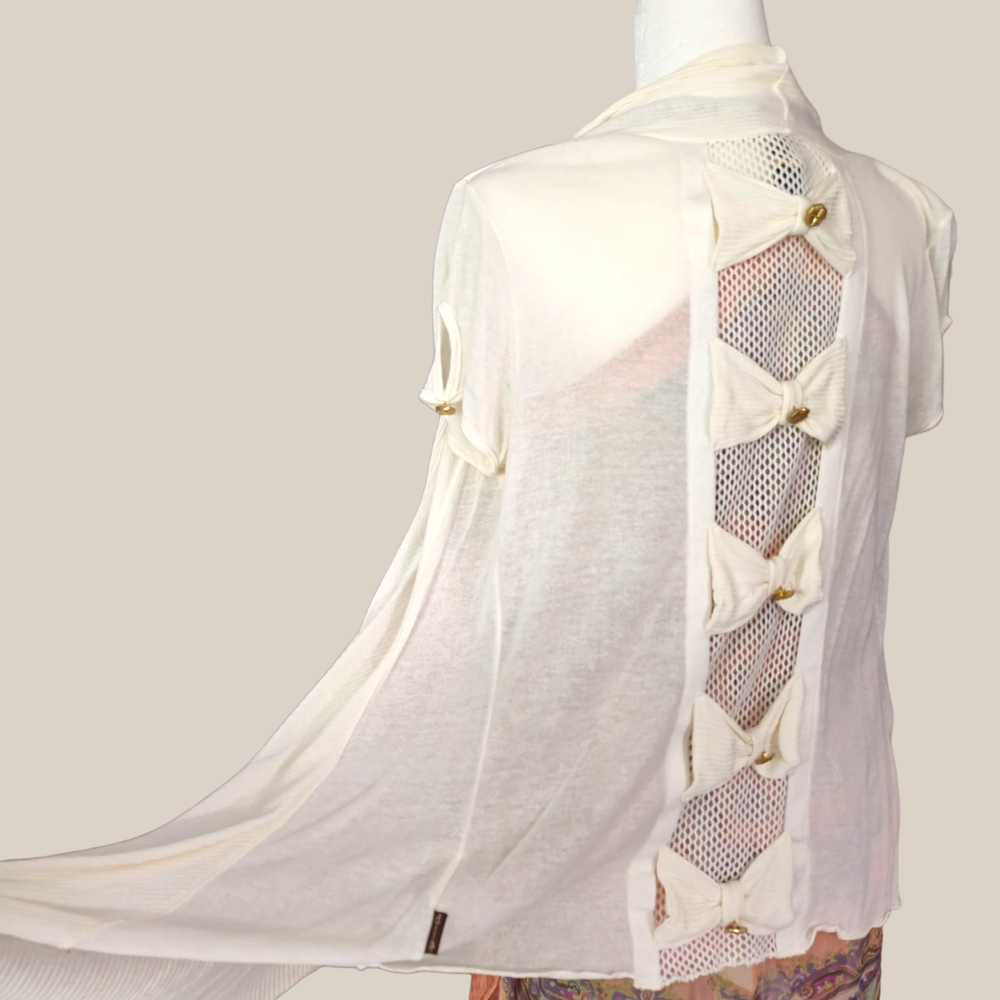 d.i.a Gyaru Cream Bow Shawl Top One-Size Japan - Picture 3 of 6